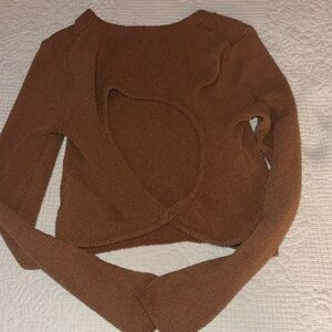 Aerie Brown Open-Back Sweater